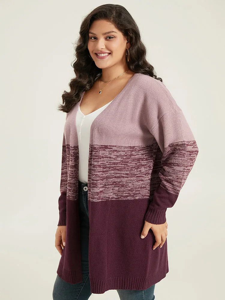 Anti-Pilling Contrast Heather Open Front Cardigan