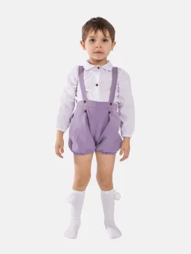 Baby Boy Miguel Collection Spanish Romper Set with Shirt-Purple