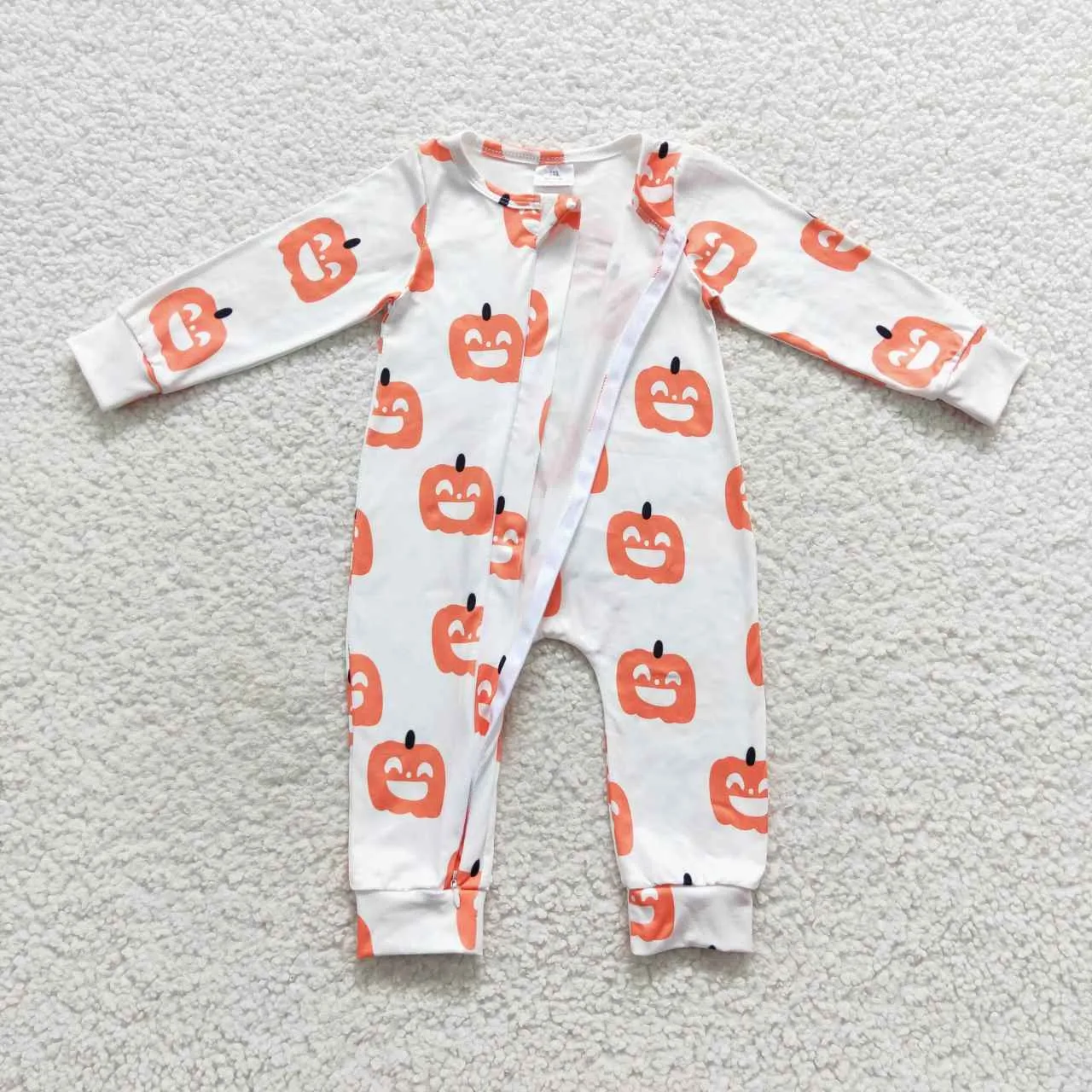 baby Halloween pumpkin smile face zipper onesie LR0495