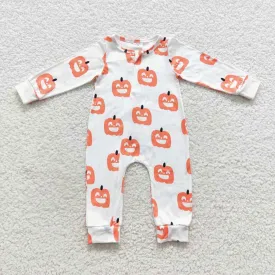 baby Halloween pumpkin smile face zipper onesie LR0495