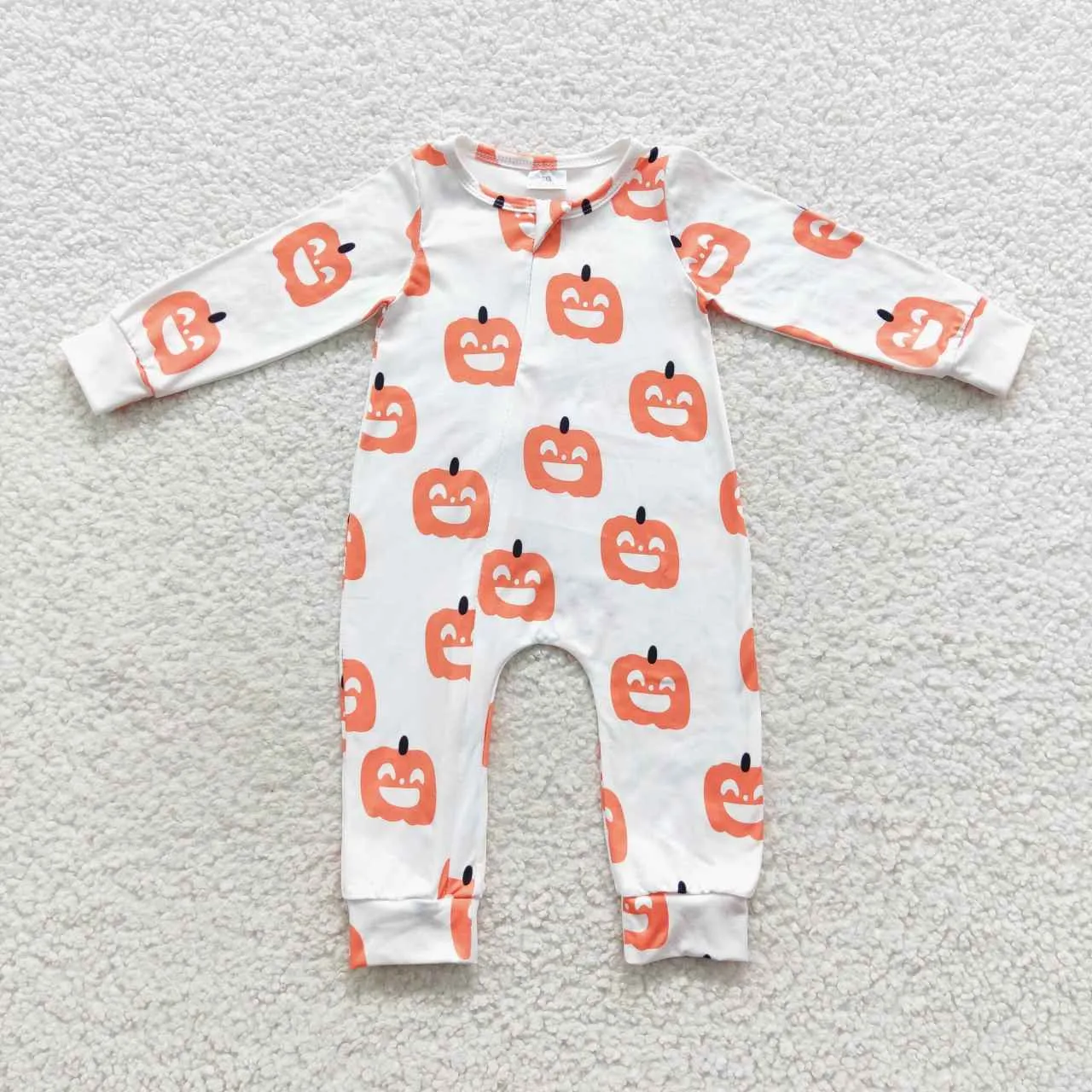 baby Halloween pumpkin smile face zipper onesie LR0495