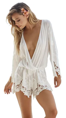 Beach Bunny Swimwear Lover Letter Romper White