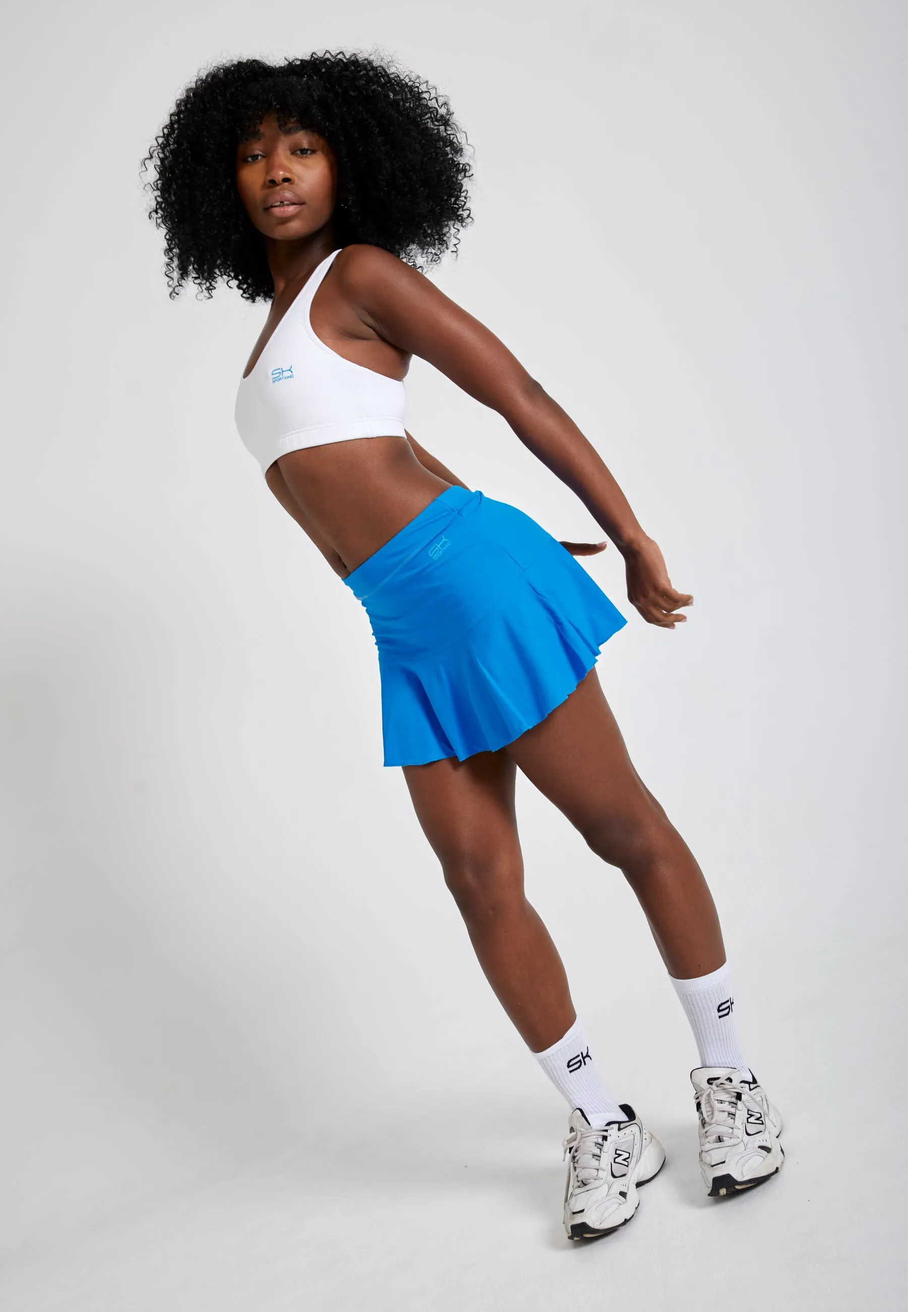 Bell-shaped tennis skirt / skort, cyan blue