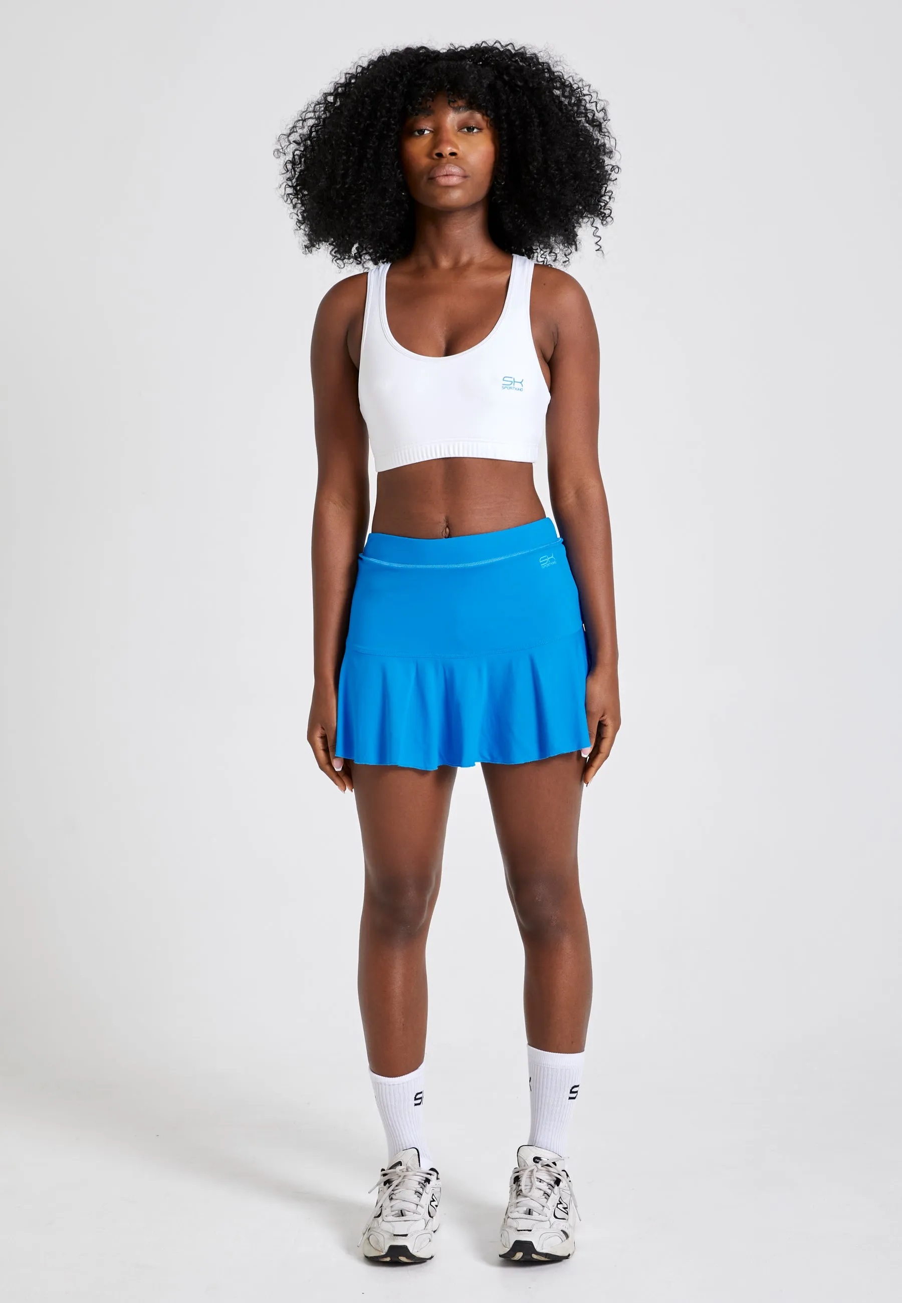 Bell-shaped tennis skirt / skort, cyan blue