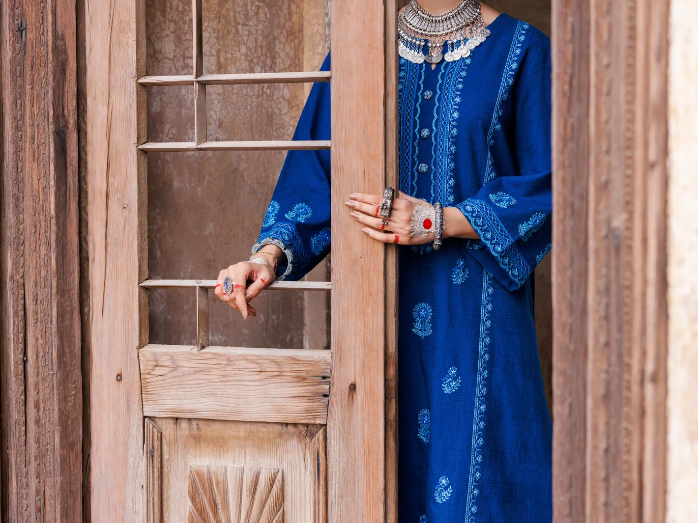 Blue Square Dobby Tunic - AWP-LK-708