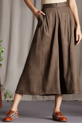 box pleated culotte - brown & earth