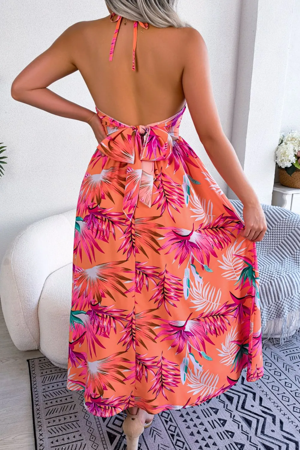 Brianna Leaf Print Maxi Dress