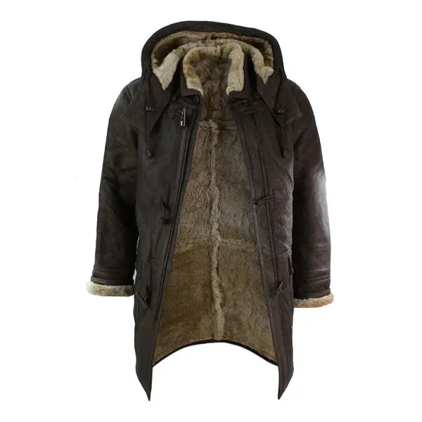 Brown B3 Duffle Safari Premium Leather Coat