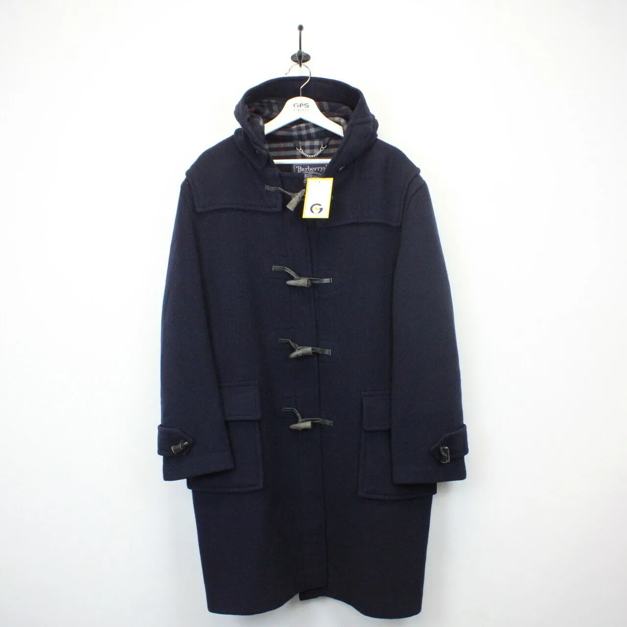 BURBERRYS 90s Wool Duffle Coat Navy Blue | Large