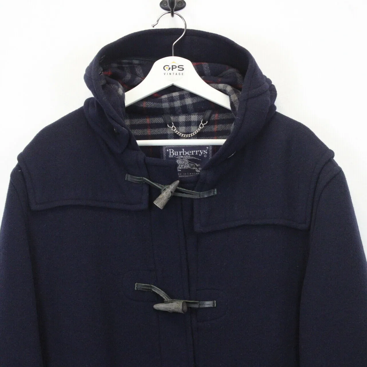 BURBERRYS 90s Wool Duffle Coat Navy Blue | Large