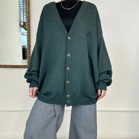 burberrys green wool knitted button up cardigan