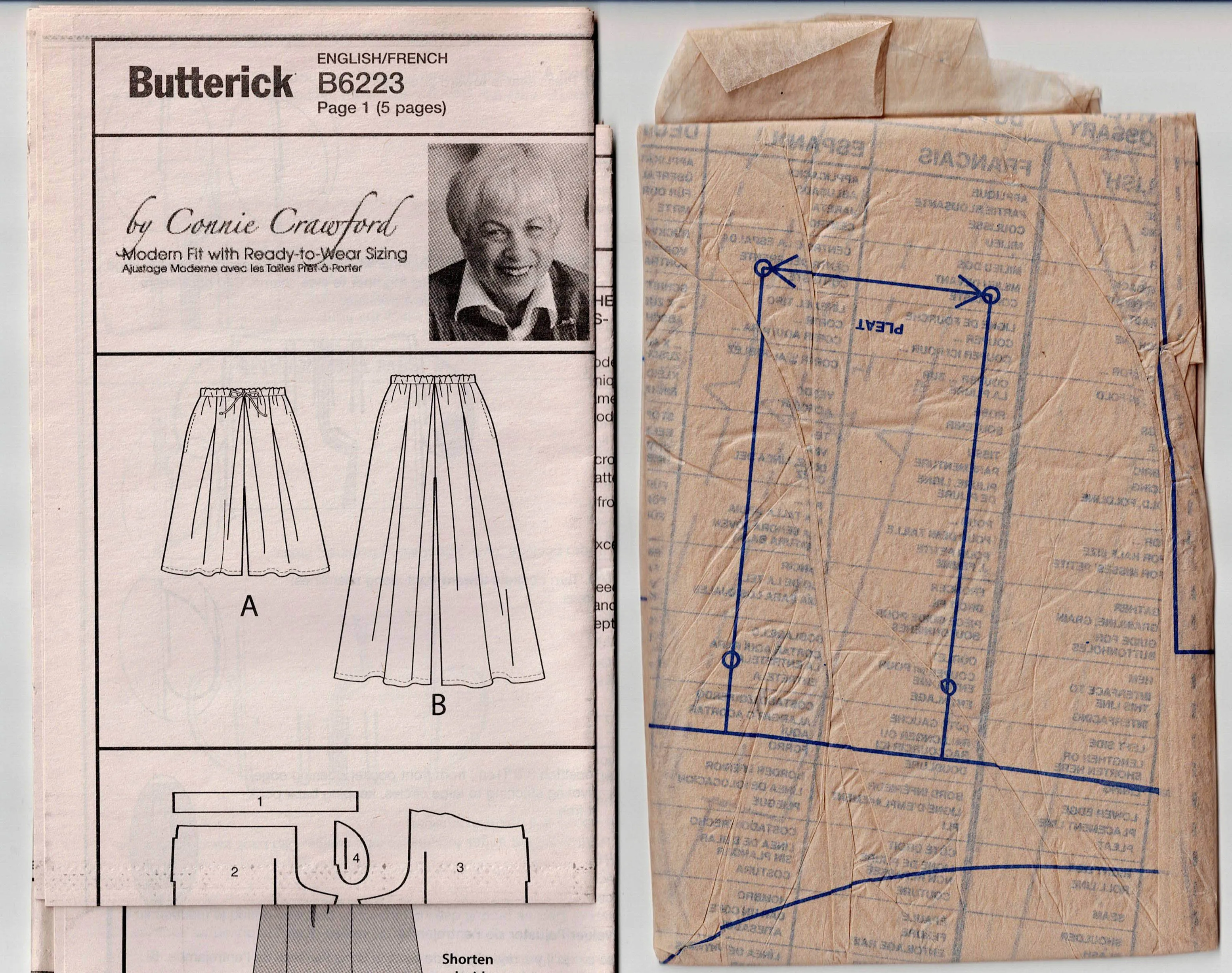 Butterick B6223 Connie Crawford Womens Wide Leg Culottes Out Of Print Sewing Pattern Sizes XS - XL UNCUT Factory Folded