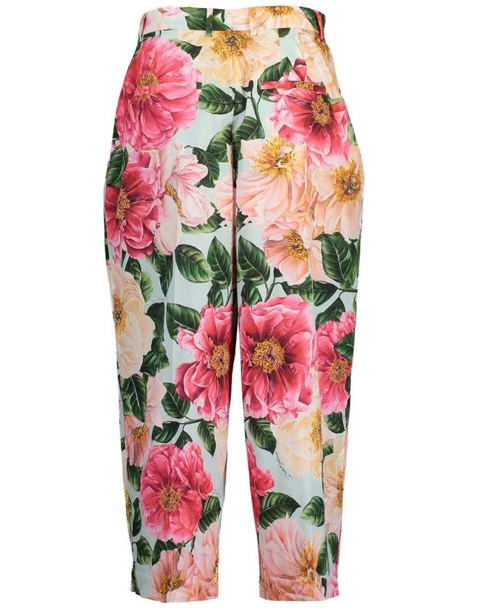 Camellia-Print Poplin Culotte Pant