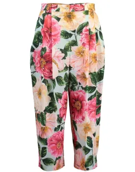 Camellia-Print Poplin Culotte Pant