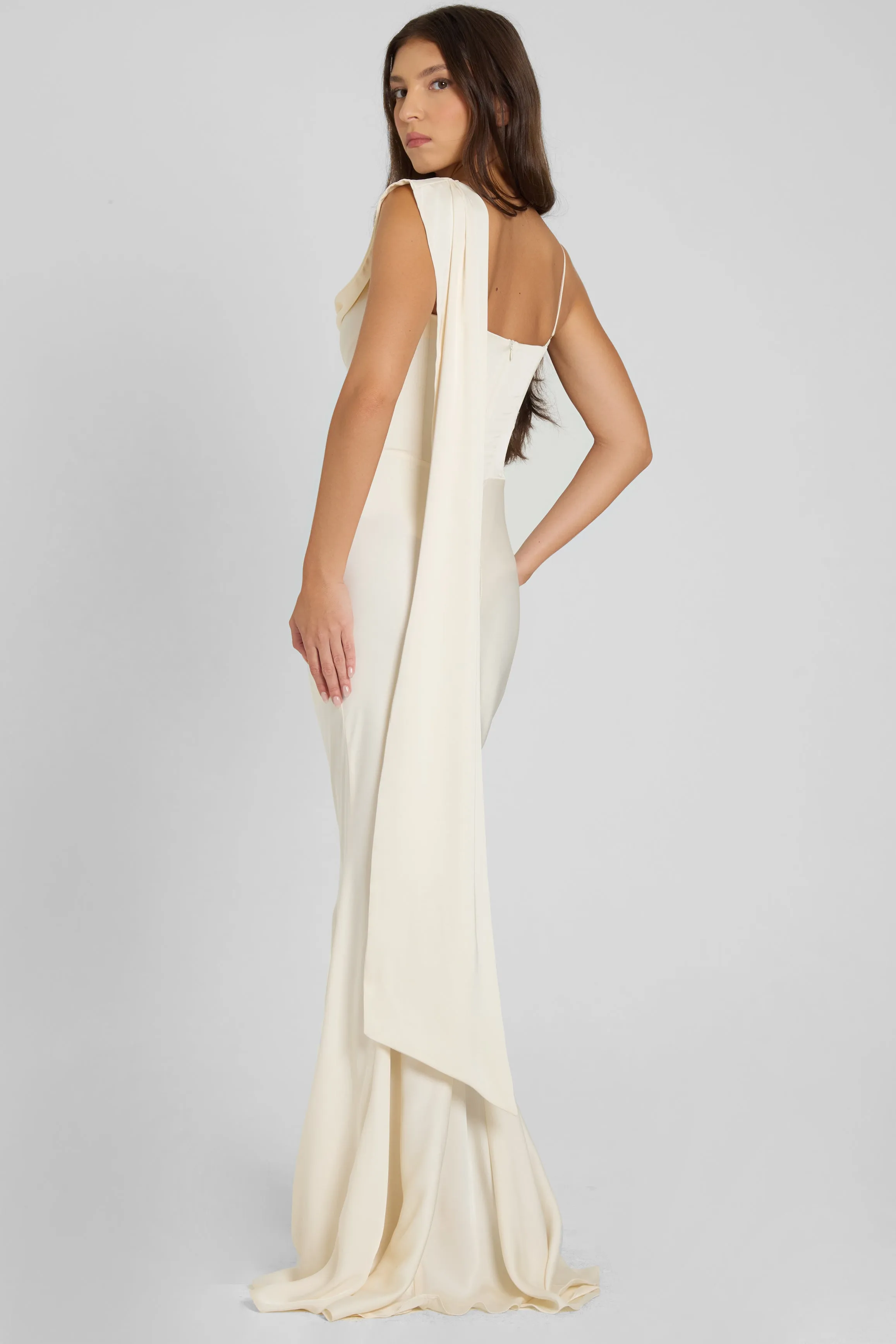 Celine Corset Drape Satin Gown