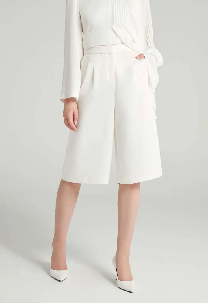 Choice Solid Culottes With Pocket Detail Off White