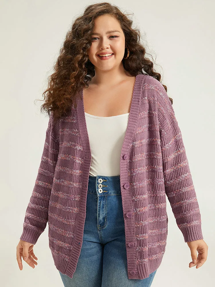 Contrast Drop Shoulder Button Through Cardigan