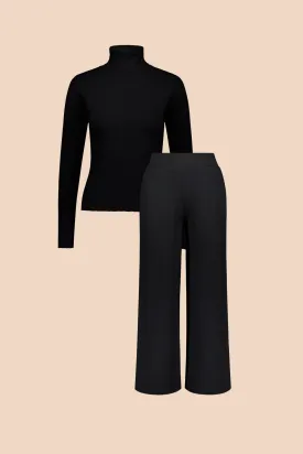 Culottes & Rib Rollneck -pakkaus, Black