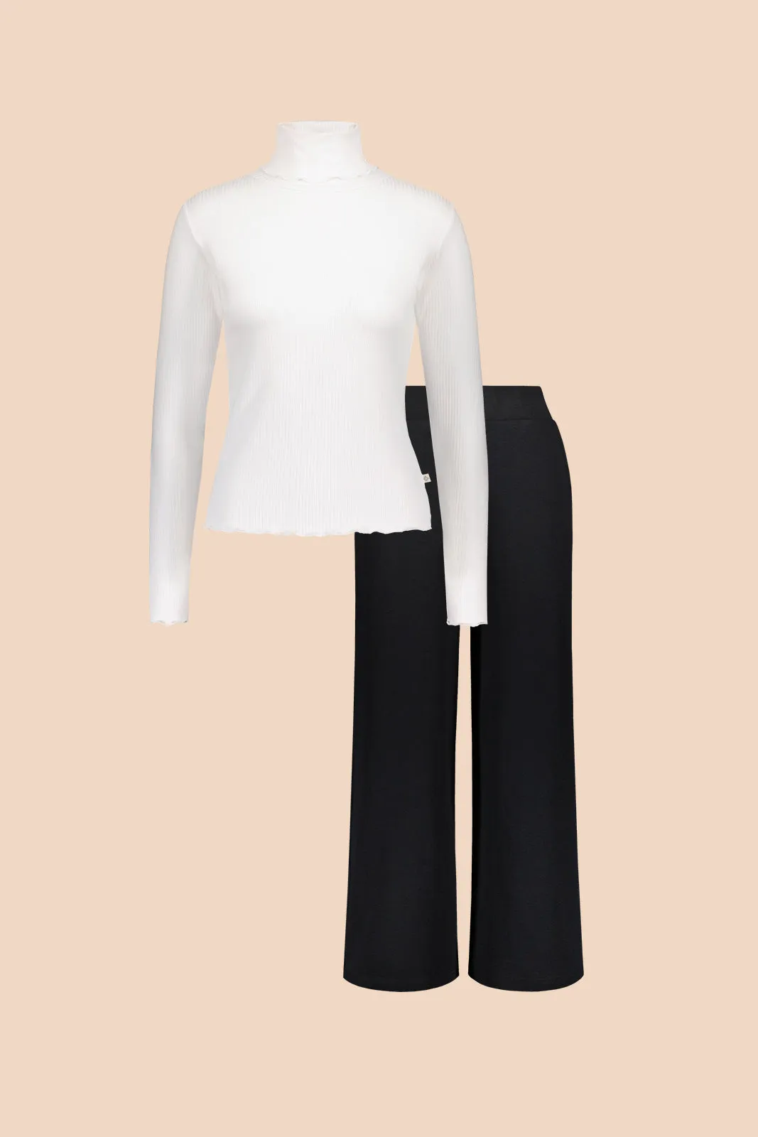 Culottes & Rib Rollneck -pakkaus, White