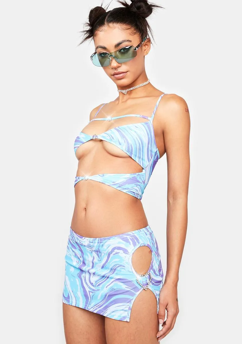 Cyan Swirl Girl Skirt Set