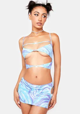 Cyan Swirl Girl Skirt Set