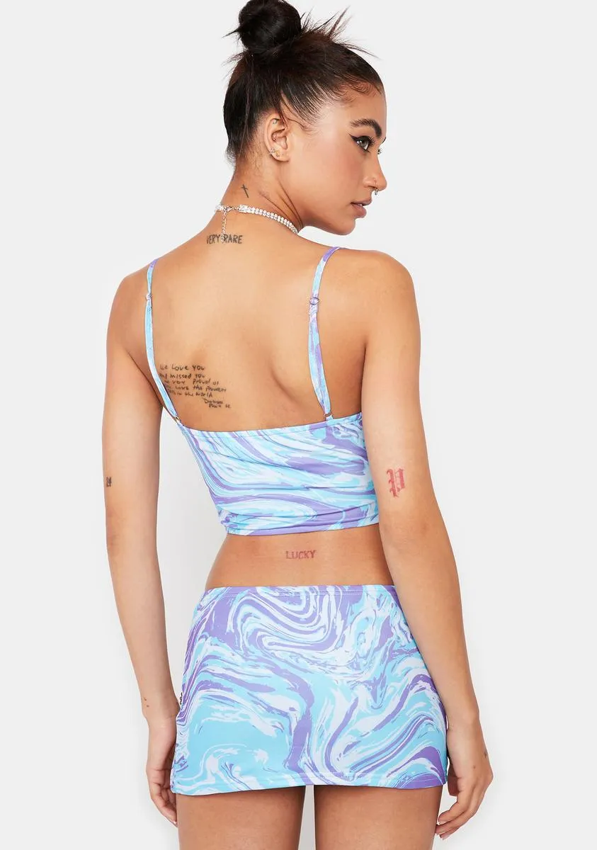 Cyan Swirl Girl Skirt Set