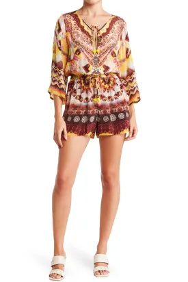 Designer Silk Romper In Brown