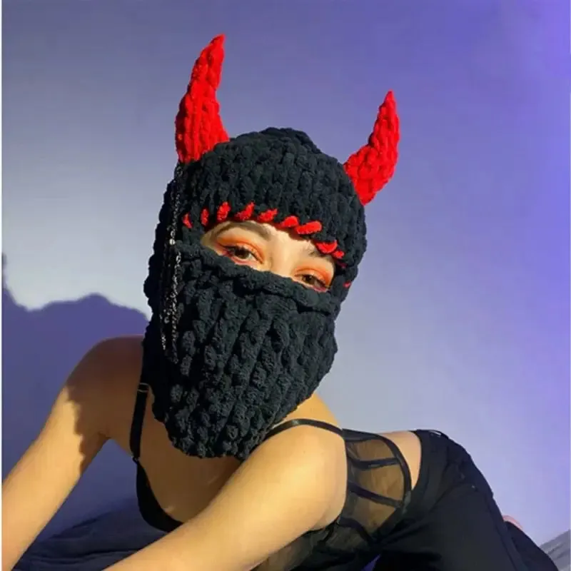 Devil’s Horn Knit Balaclava