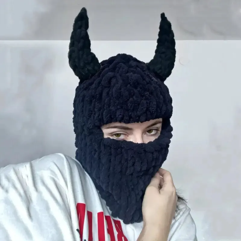 Devil’s Horn Knit Balaclava