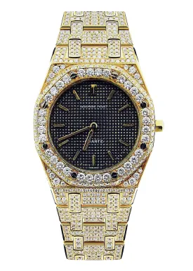 Diamond Audemars Piguet Royal Oak Watch For Women | 18K Yellow Gold | 33 Mm