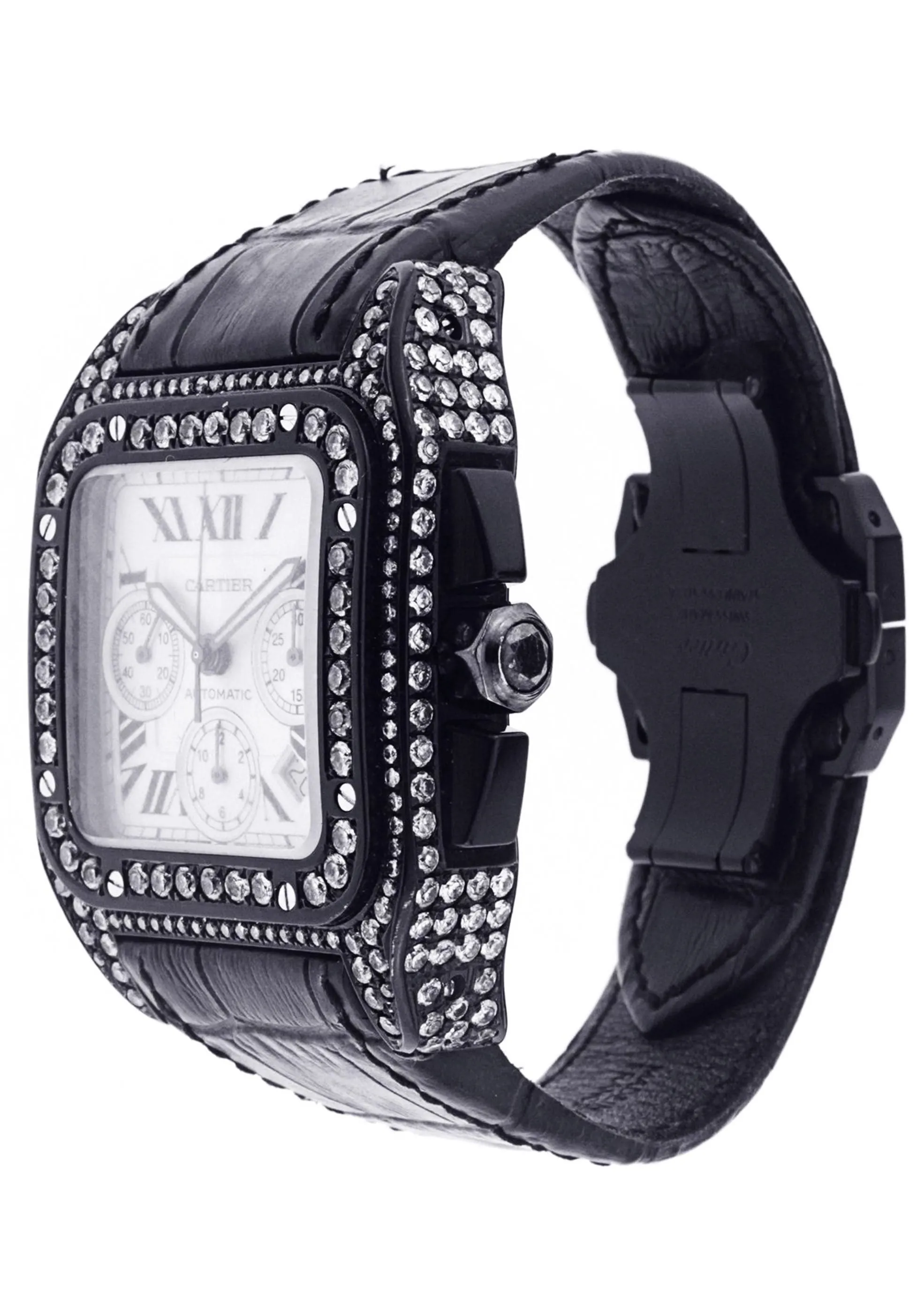 Diamond Cartier Santos 100 | Stainless Steel | 40 Mm