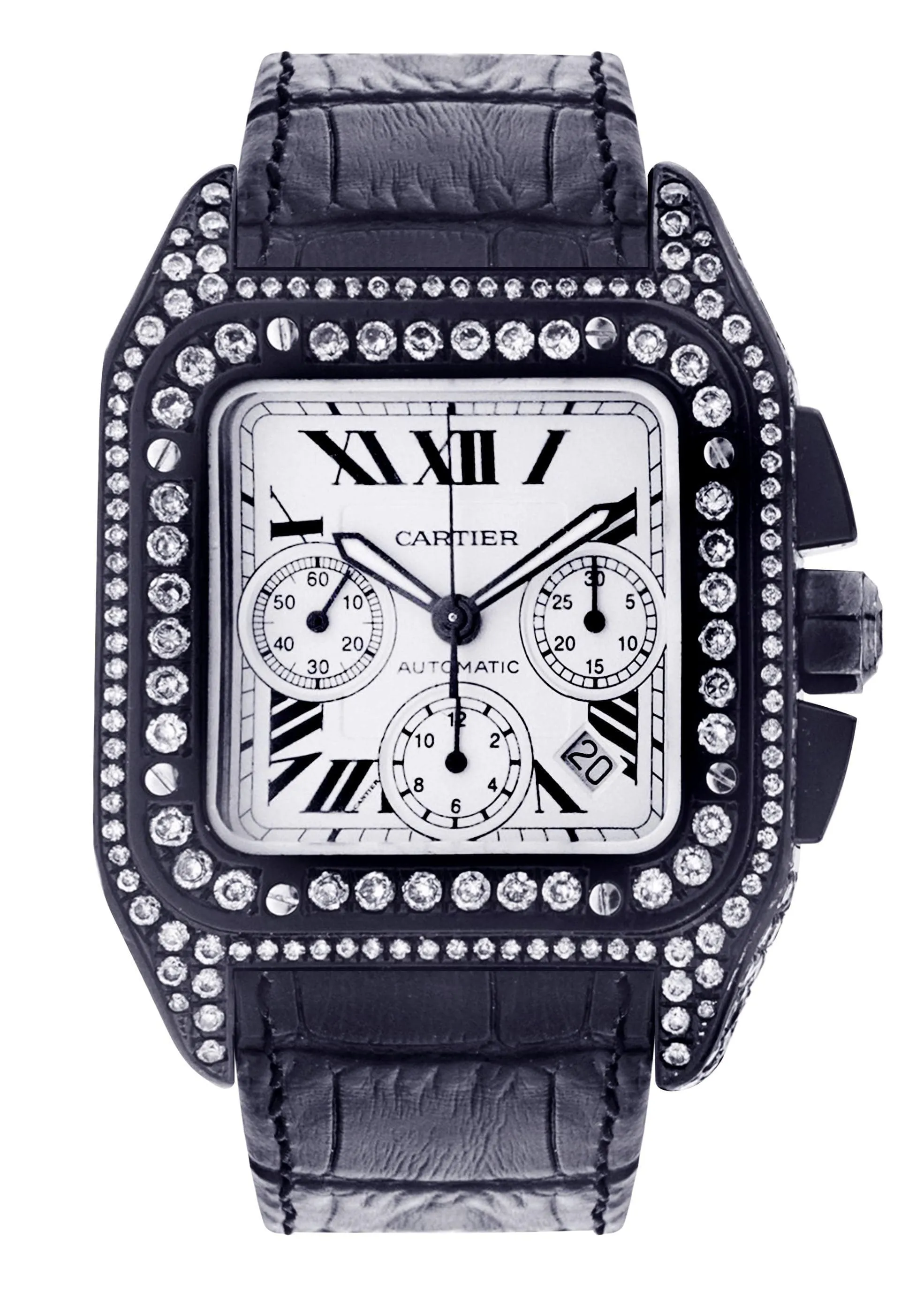 Diamond Cartier Santos 100 | Stainless Steel | 40 Mm