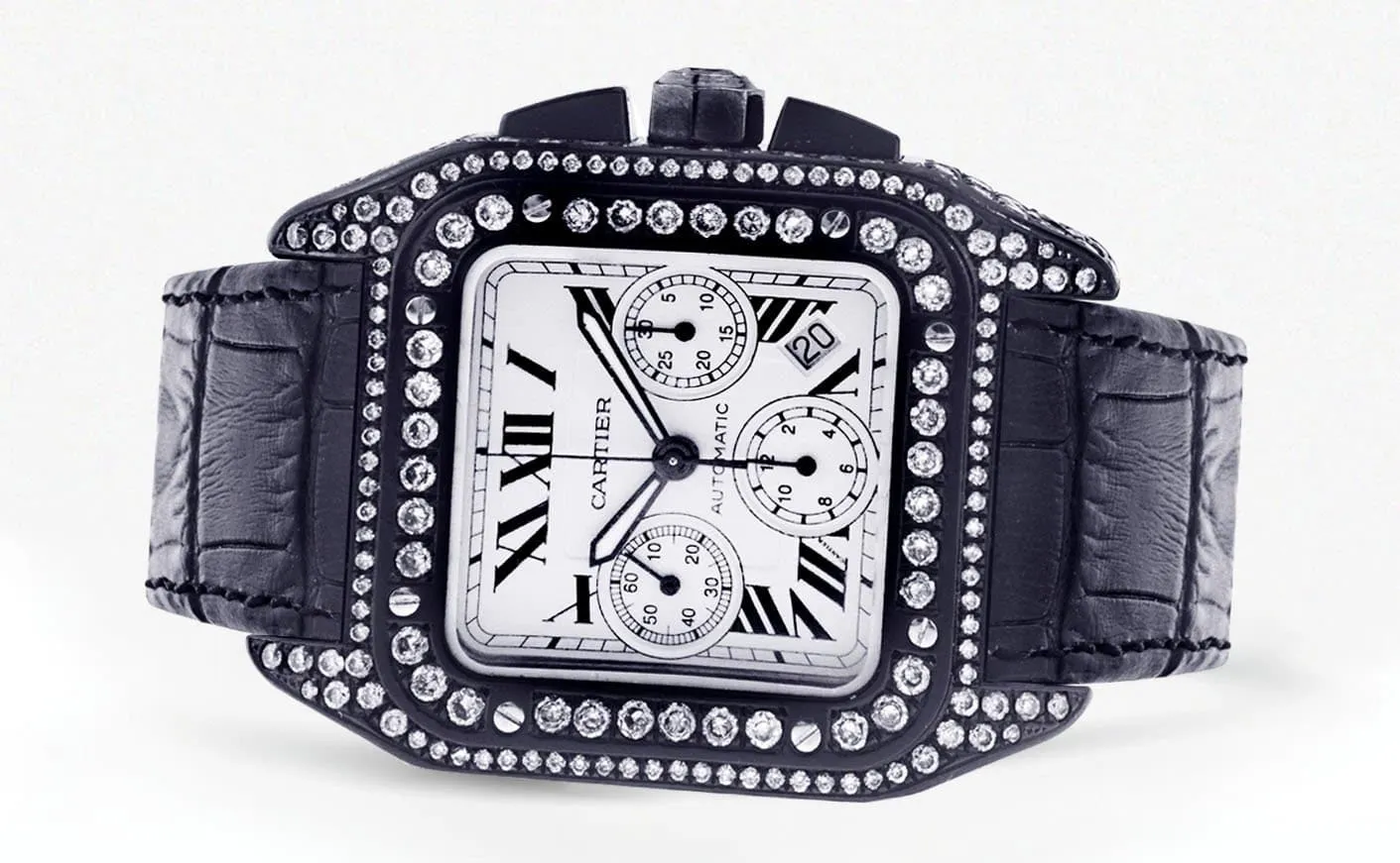 Diamond Cartier Santos 100 | Stainless Steel | 40 Mm