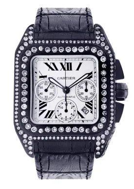 Diamond Cartier Santos 100 | Stainless Steel | 40 Mm