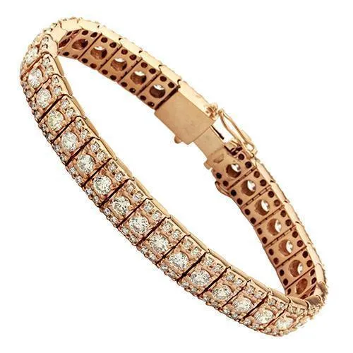 Diamond Three Row Tennis Bracelet in 14k Rose Gold 14.85 Ctw