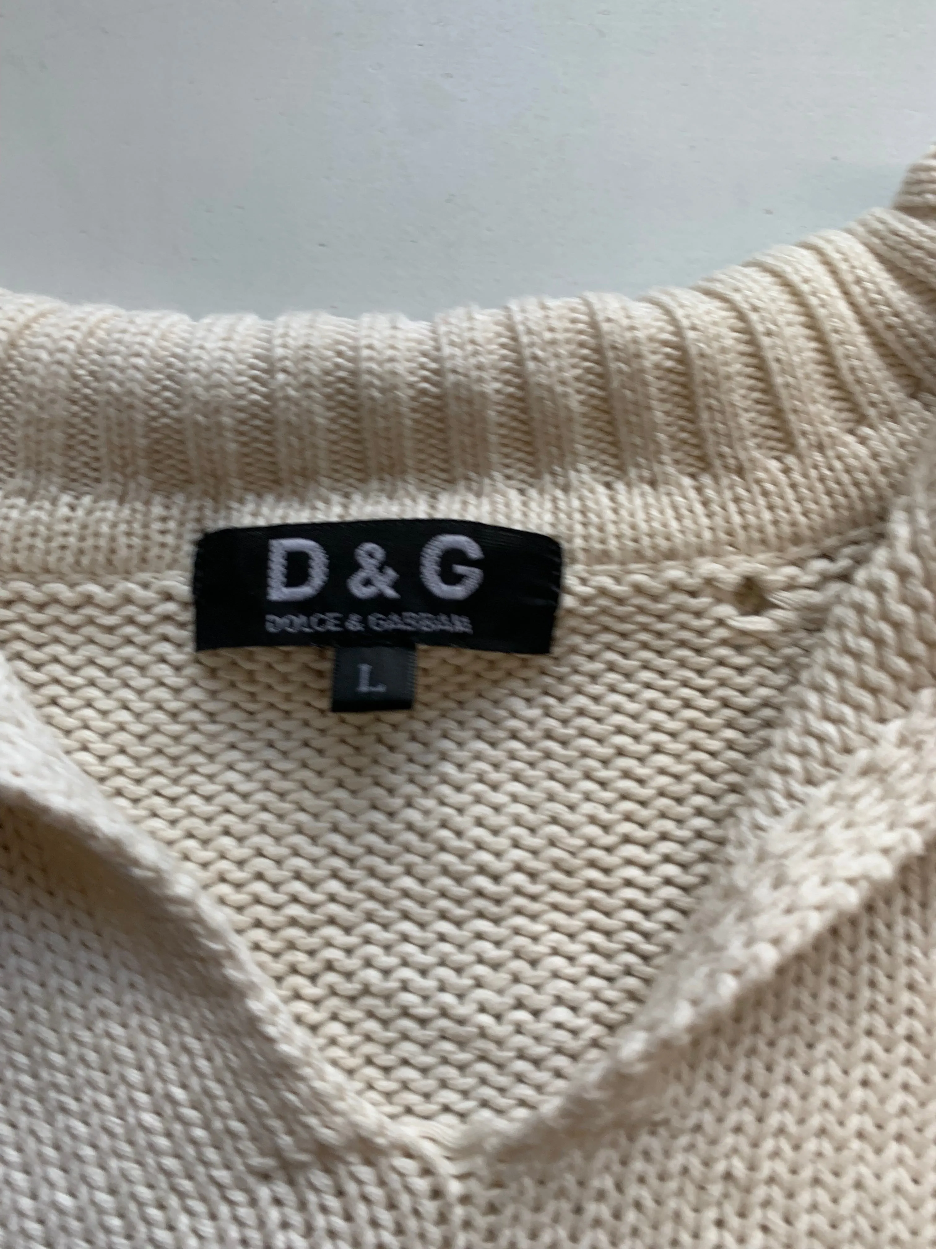 dolce & gabbana cream knit polo