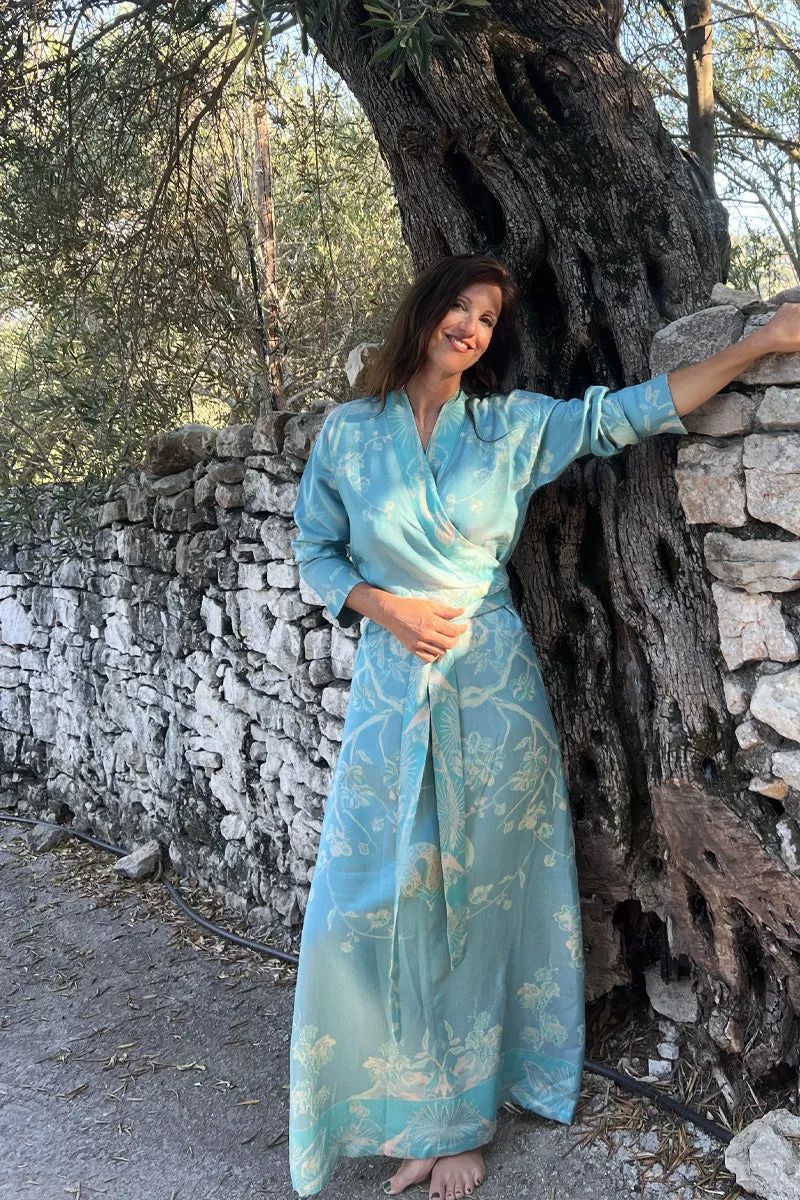 Dress Style Kimono in Pale Cyan