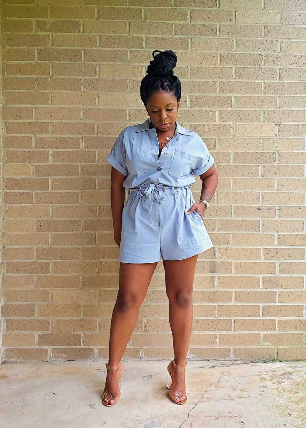 DUNGAREE - Button Up Romper