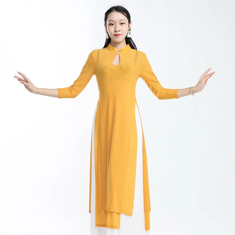 Elegant Chinese Style Yoga Wear Dance Costume with Pant Skirt