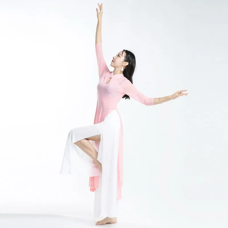 Elegant Chinese Style Yoga Wear Dance Costume with Pant Skirt