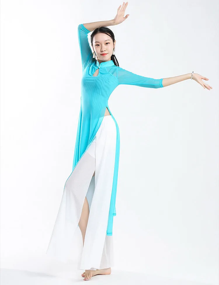 Elegant Chinese Style Yoga Wear Dance Costume with Pant Skirt