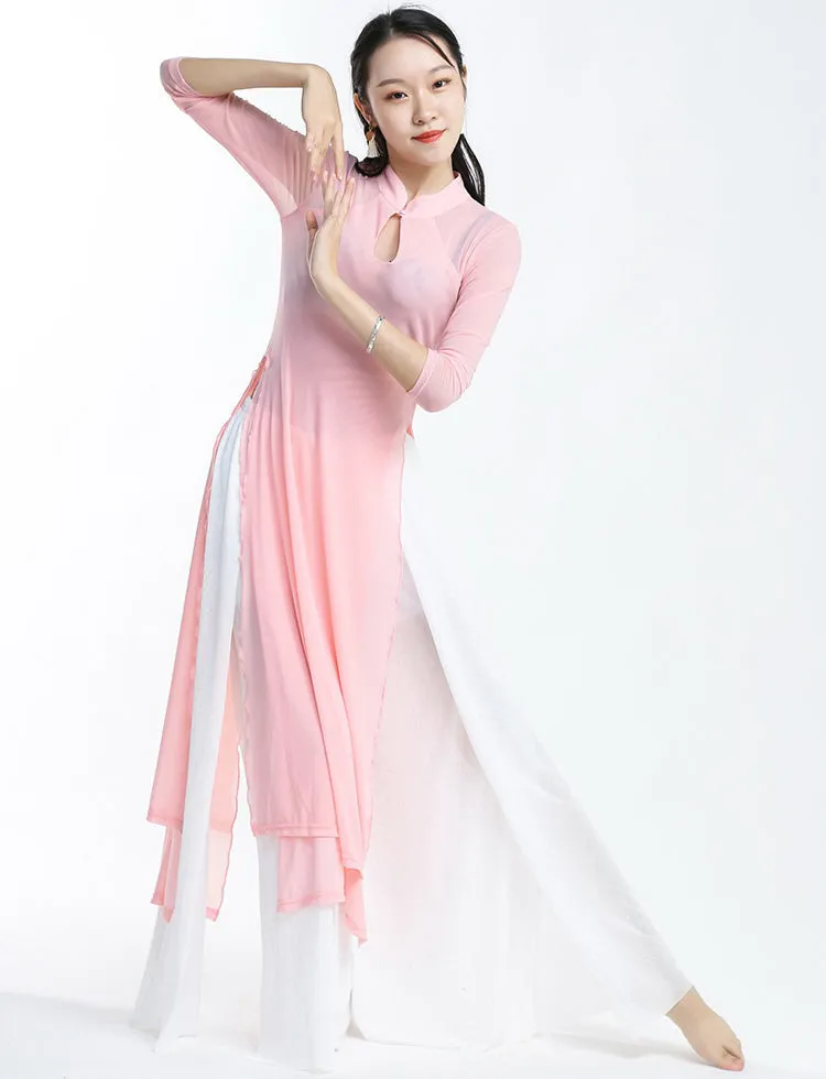 Elegant Chinese Style Yoga Wear Dance Costume with Pant Skirt