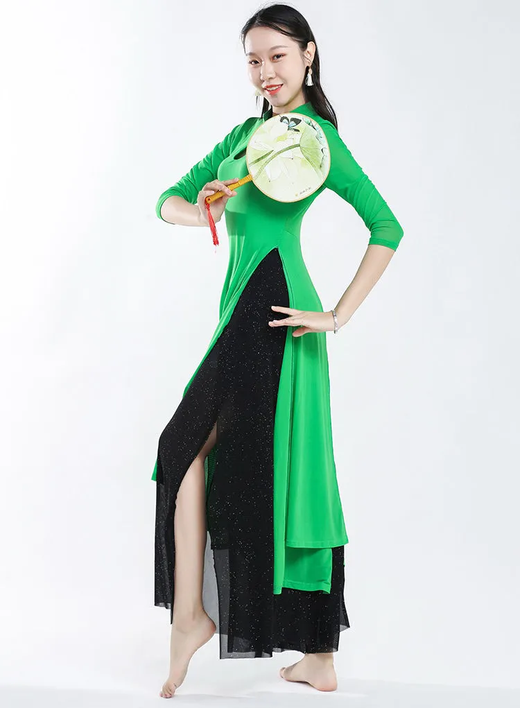 Elegant Chinese Style Yoga Wear Dance Costume with Pant Skirt