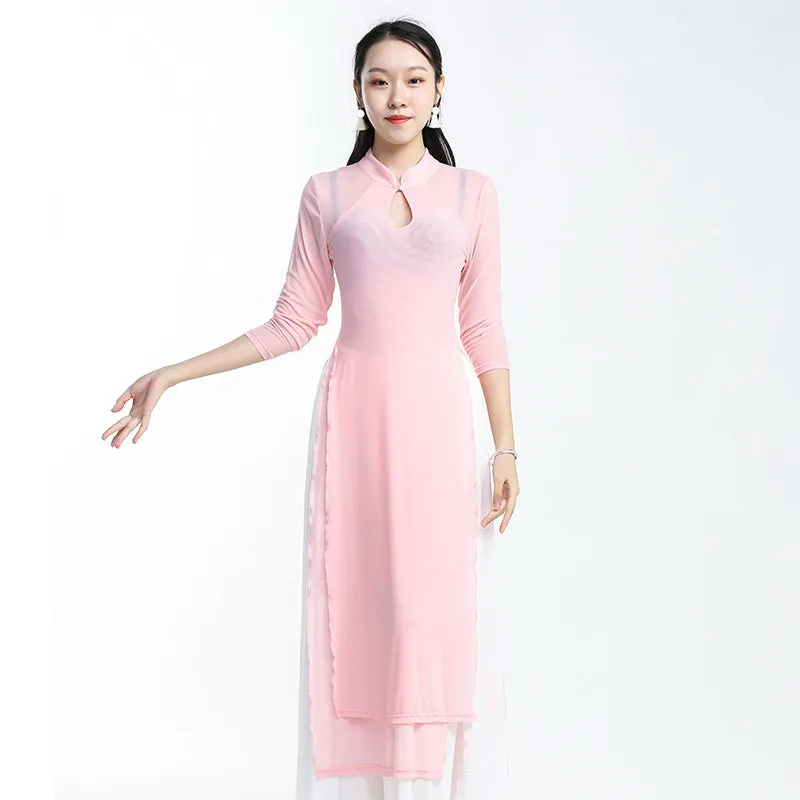 Elegant Chinese Style Yoga Wear Dance Costume with Pant Skirt