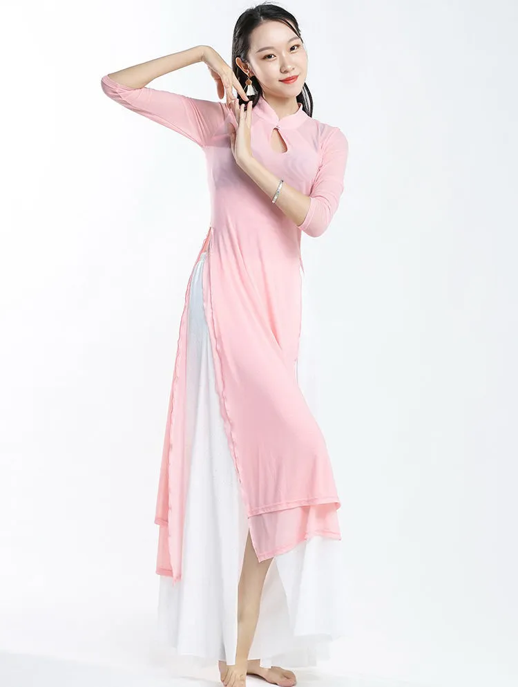 Elegant Chinese Style Yoga Wear Dance Costume with Pant Skirt