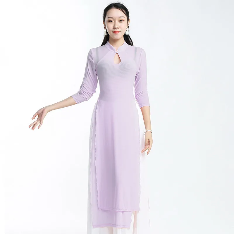 Elegant Chinese Style Yoga Wear Dance Costume with Pant Skirt