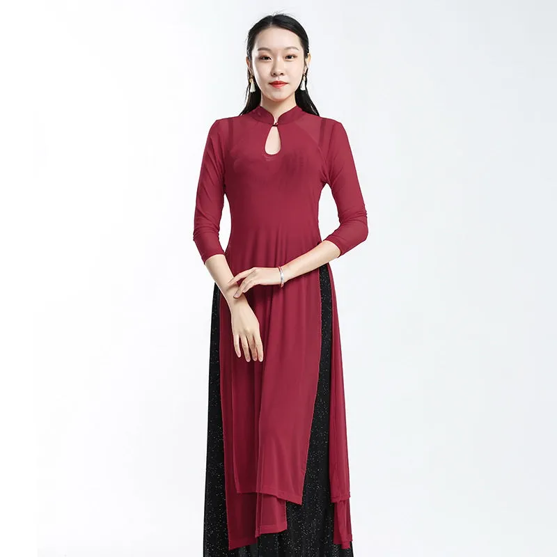 Elegant Chinese Style Yoga Wear Dance Costume with Pant Skirt