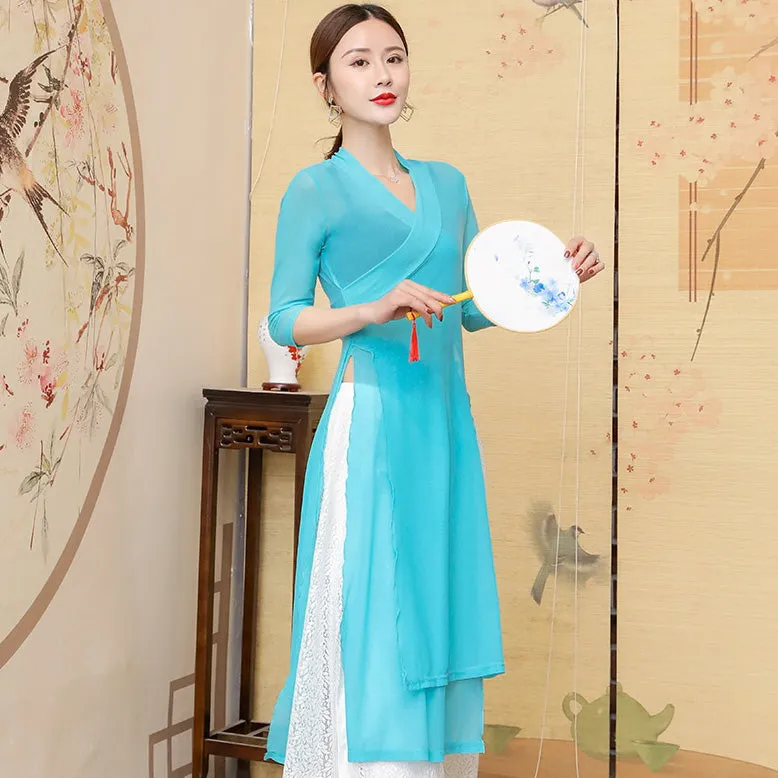 Elegant Chinese Style Yoga Wear Dance Costume