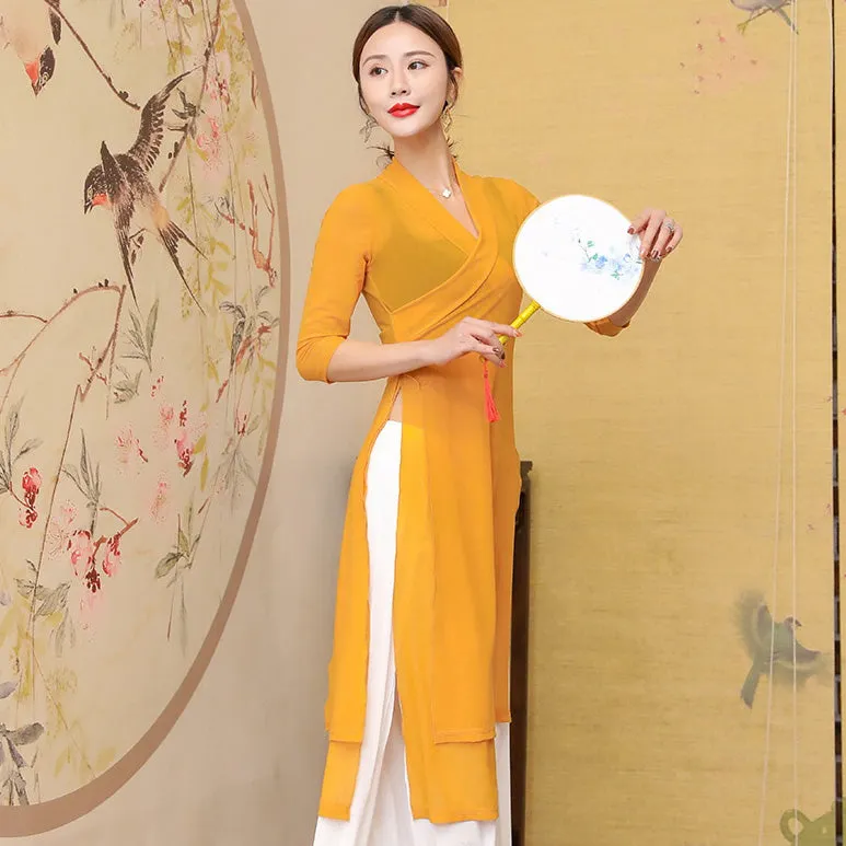 Elegant Chinese Style Yoga Wear Dance Costume