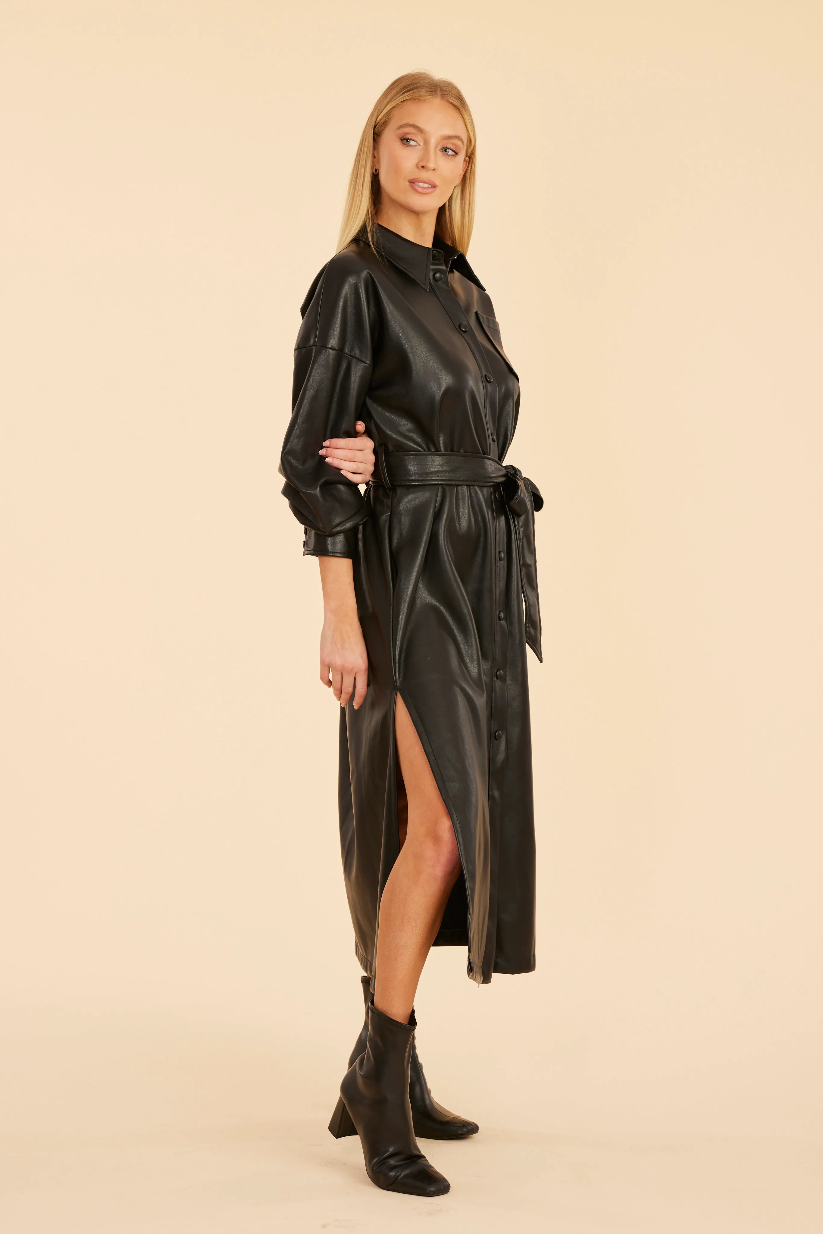 Faux Leather Maxi Dress